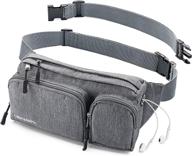 🎒 versatile water resistant fanny pack with 6 pockets - ideal for travel, hiking, and running - waist bag for women & men - convenient headphone hole, money belt, and strap extension - perfect for carrying phone, passport, and wallet logo