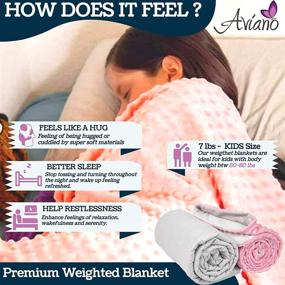 img 3 attached to 🧸 Premium Weighted Blanket for Kids - 7 lbs | Aviano | Removable Duvet Cover | Pink & Gray | Size 56x41 in. | Heavy Heating Blankets for Restlessness