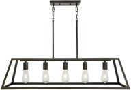 💡 eluze vintage farmhouse chandelier 5-light, industrial metal pendant light fixture with oil rubbed bronze finish, rustic hanging pendant light for kitchen island, dining room, foyer, table, hallway logo