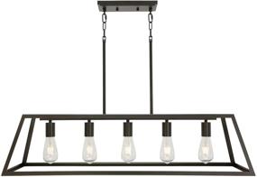 img 2 attached to 💡 ELUZE Vintage Farmhouse Chandelier 5-Light, Industrial Metal Pendant Light Fixture with Oil Rubbed Bronze Finish, Rustic Hanging Pendant Light for Kitchen Island, Dining Room, Foyer, Table, Hallway