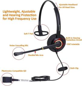 img 3 attached to 🎧 High-Performance Rj9 Office Telephone Headset with Noise Cancelling Mic for Cisco IP Phones 7931-7975 & 6000-8000 Series