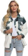 himosyber women's green fleece patchwork shacket jacket (size m) - clothing for coats, jackets & vests logo