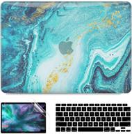 anban macbook air 13 inch case 2021 2020 2019 2018 release a2337 m1 a2179 a1932 - clear green marble design with keyboard cover & screen protector logo