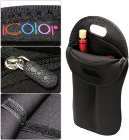 img 3 attached to 🍾 Icolor Insulated Wine Bag Tote Holder: Thick Neoprene, Zipper Closure, Machine-Washable - Perfect for Champagne, Wine, Beer Bottles, Containers, Sodas, Sports Water Bottles, Baby Bottles - 9