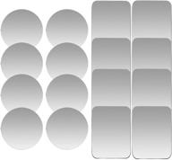 📱 salex replacement metal plates set for magnetic car phone holders, wall, air vent mounts - 16 pack, kit of 8 silver round and 8 rectangular iron discs with 3m adhesive backing logo