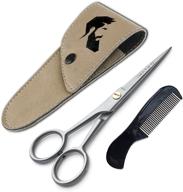 🏻 ontaki professional german steel beard & mustache barber scissors: precision grooming kit for men - hand forged, beveled edge, with comb & carrying pouch - ideal for facial hair styling, body or facial hair (silver) logo