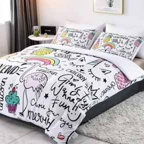 img 3 attached to SHINICHISTAR Unicorn Comforter Cartoon Drawing