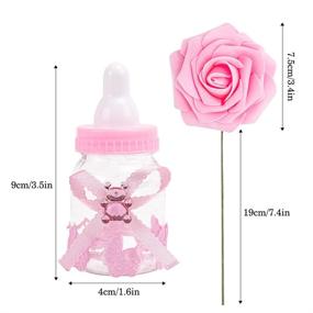 img 2 attached to 🍼 MACTING 2 Dozens Feeding Bottle Candy Box with Artificial Flower Rose - Perfect Baby Shower Favor Gift Decoration in Blue and Pink