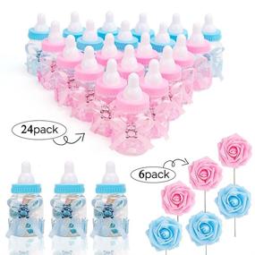 img 3 attached to 🍼 MACTING 2 Dozens Feeding Bottle Candy Box with Artificial Flower Rose - Perfect Baby Shower Favor Gift Decoration in Blue and Pink