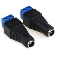 2-pack 12v 5.5mm x 2.1mm dc power connector adapter by jeeue - female power jack socket for led strip, cctv security camera with cable wire ends plug barrel, 12/24v compatibility logo