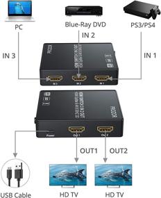 img 2 attached to PROZOR 4K HDMI Switcher HDMI Switch 3 In 2 Out Support 4K 3D HDMI Converter Compatible With DVD PS3 PS4 TV
