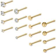 💎 ruifan 20g 18g surgical steel nose stud rings with 1.5mm-3mm flat ball and clear diamond cz - bone pin piercing jewelry set of 16-34pcs logo