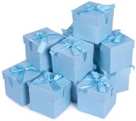 🎁 blue nested squared wrap gift boxes with lids - 12 pcs set, ideal for party gift decoration - 6×6×6in size logo