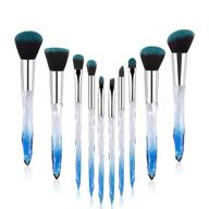 💄 yuwaku makeup brushes - 10pcs premium synthetic foundation blending blush powder eyeshadow brush set with blue transparent crystal handle - must-have cute make up tools logo