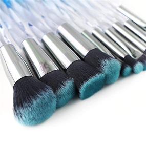 img 1 attached to 💄 Yuwaku Makeup Brushes - 10pcs Premium Synthetic Foundation Blending Blush Powder Eyeshadow Brush Set with Blue Transparent Crystal Handle - Must-Have Cute Make Up Tools