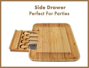 img 2 attached to 🧀 Exquisite ROYAL HOUSE Bamboo Cheese Board and Knife Set - Elegant Serving Tray for Crackers, Meat, and Wine - Stylish Wood Charcuterie Platter with Convenient Slide-Out Cutlery Drawer - Ideal Wedding and Housewarming Gift