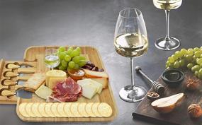 img 1 attached to 🧀 Exquisite ROYAL HOUSE Bamboo Cheese Board and Knife Set - Elegant Serving Tray for Crackers, Meat, and Wine - Stylish Wood Charcuterie Platter with Convenient Slide-Out Cutlery Drawer - Ideal Wedding and Housewarming Gift