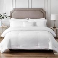 🛏️ eheyciga queen comforter set white: luxury seersucker stripe bedding - 3 piece queen size comforter set (90x90 inches) logo