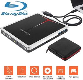 img 2 attached to 💿 Portable External Blu-Ray DVD Drive, USB 3.0 USB-C Slim Burner Drive with CD DVD+/-RW Writer, ideal for Laptop Mac MacBook Windows Desktop PC