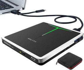 img 4 attached to 💿 Portable External Blu-Ray DVD Drive, USB 3.0 USB-C Slim Burner Drive with CD DVD+/-RW Writer, ideal for Laptop Mac MacBook Windows Desktop PC