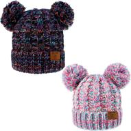 🧣 warm and stylish urban virgin baby girl hats for girls 1-5 years - cable knit pom pom ears winter caps logo