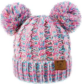 img 2 attached to 🧣 Warm and Stylish Urban Virgin Baby Girl Hats for Girls 1-5 Years - Cable Knit Pom Pom Ears Winter Caps