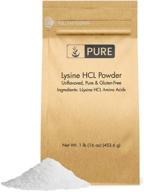 pure & potent lysine hcl powder 🌿 (1 lb) - unflavored, vegan, usa made, eco-friendly packaging logo