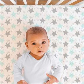 img 3 attached to The Peanutshell Star Fitted Crib Sheet Set: Mint & Grey, 2 Pack Unisex Set for Baby Boys or Girls