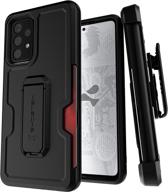 📱 ghostek iron armor samsung galaxy a52 5g case: ultimate heavy duty protection with belt clip, card holder, and kickstand – smooth matte black design logo