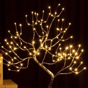 img 1 attached to 108 LED Fairy Tree Lamp Christmas Tabletop Decoration - 🎄 8 Function Light with Sound Reflection, Battery/USB Operated - Warm White