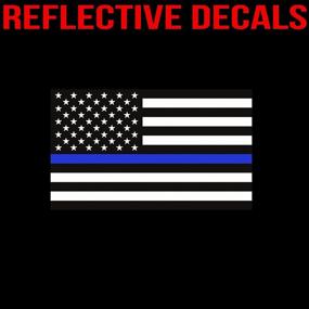 img 3 attached to Classic Biker Gear Reflective Thin Blue Line Decal - 3x5 in. American Flag Decal (3 Pack), Show Your Support for Police and Law Enforcement