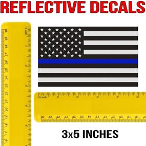 img 2 attached to Classic Biker Gear Reflective Thin Blue Line Decal - 3x5 in. American Flag Decal (3 Pack), Show Your Support for Police and Law Enforcement