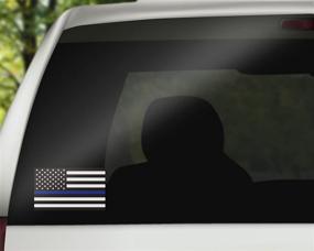 img 1 attached to Classic Biker Gear Reflective Thin Blue Line Decal - 3x5 in. American Flag Decal (3 Pack), Show Your Support for Police and Law Enforcement