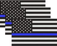 classic biker gear reflective thin blue line decal - 3x5 in. american flag decal (3 pack), show your support for police and law enforcement logo