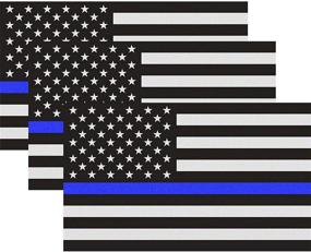 img 4 attached to Classic Biker Gear Reflective Thin Blue Line Decal - 3x5 in. American Flag Decal (3 Pack), Show Your Support for Police and Law Enforcement