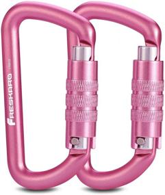 img 4 attached to 🔒 FresKaro 3inch Locking Carabiner Clips – Heavy Duty, Lightweight & Rustproof 7075 Aluminum – Ideal for Hammocks, Yoga Swings, Camping, Keychain or Backpacks – 2pcs, Pink
