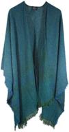 🎁 women's ruana wrap - wool shawl made in ireland, biddy murphy, 85% lambswool, 54" x 72" - soft, lightweight, warm, kelly marine. ideal irish gift for her! logo