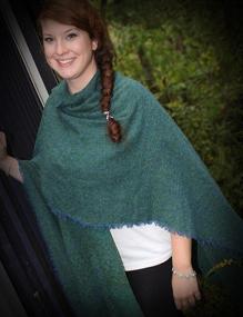 img 3 attached to 🎁 Women's Ruana Wrap - Wool Shawl Made in Ireland, Biddy Murphy, 85% Lambswool, 54" X 72" - Soft, Lightweight, Warm, Kelly Marine. Ideal Irish Gift for Her!