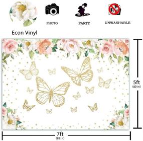 img 3 attached to 🦋 Funnytree Butterfly Party Backdrop 7x5FT, Flower Photography Background for Girl's Floral Baby Shower, Princess 1st Birthday Banner Decoration Supplies, Photobooth Prop