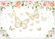 🦋 funnytree butterfly party backdrop 7x5ft, flower photography background for girl's floral baby shower, princess 1st birthday banner decoration supplies, photobooth prop logo