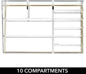 img 2 attached to 💄 mDesign Clear and Gold Brass Palette Cosmetic Organizer with 10 Sections - Ideal for Bathroom Vanity Countertop - Holds Makeup Brushes, Lipstick, Concealers, Mascara, Eye Pencils