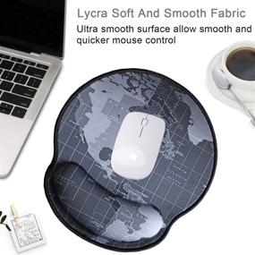 img 3 attached to 🖱️ Black Map Mouse Pads with Ergonomic Wrist Support for Home Office, Non-Slip Memory Foam Mousepad for Laptop Computers - Gaming and Work