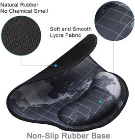 img 1 attached to 🖱️ Black Map Mouse Pads with Ergonomic Wrist Support for Home Office, Non-Slip Memory Foam Mousepad for Laptop Computers - Gaming and Work