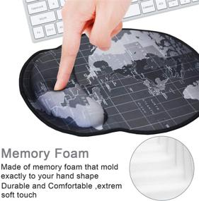 img 2 attached to 🖱️ Black Map Mouse Pads with Ergonomic Wrist Support for Home Office, Non-Slip Memory Foam Mousepad for Laptop Computers - Gaming and Work