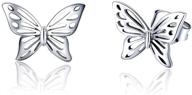 🦋 women's teen girls s925 sterling silver vintage filigree butterfly stud earrings - small stud fashion hypoallergenic jewelry, cute gifts for her (silver) logo