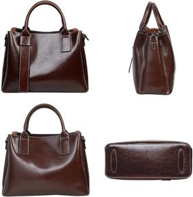 img 3 attached to 👜 Women's Shoulder Tote Bags: Genuine Leather Satchel Purses with Top Handle - Stylish Handbags