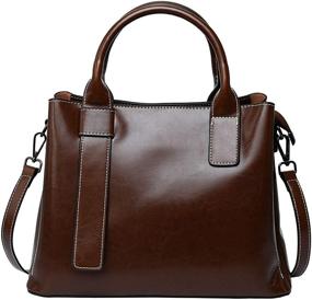 img 4 attached to 👜 Women's Shoulder Tote Bags: Genuine Leather Satchel Purses with Top Handle - Stylish Handbags