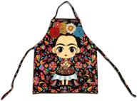 водонепроницаемый фартук в мексиканском стиле: яркий frida-комикс, фигуры отоми, 58смх68см, 100% хлопок с карманом. логотип