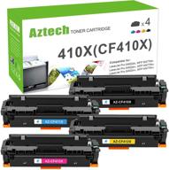 high-quality aztech compatible toner cartridge set for hp 410x cf410x 410a color pro m477fdw m477fnw m477fdn m452dn m452dw m452nw cf411x cf412x cf413x printer (includes black, cyan, yellow, magenta) - 4-pack logo