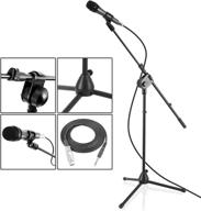 🎤 pyle dynamic microphone tripod stand with 7.48'' arm length, acoustic pop filter, 15' ft xlr cable - black (pmksm20) logo